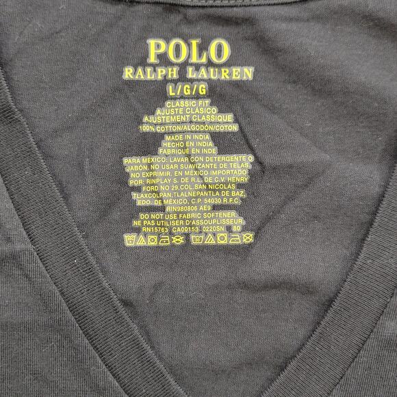 Polo by Ralph Lauren Solid Black Men's V Neck T Shirt Size Large - Picture 5 of 6